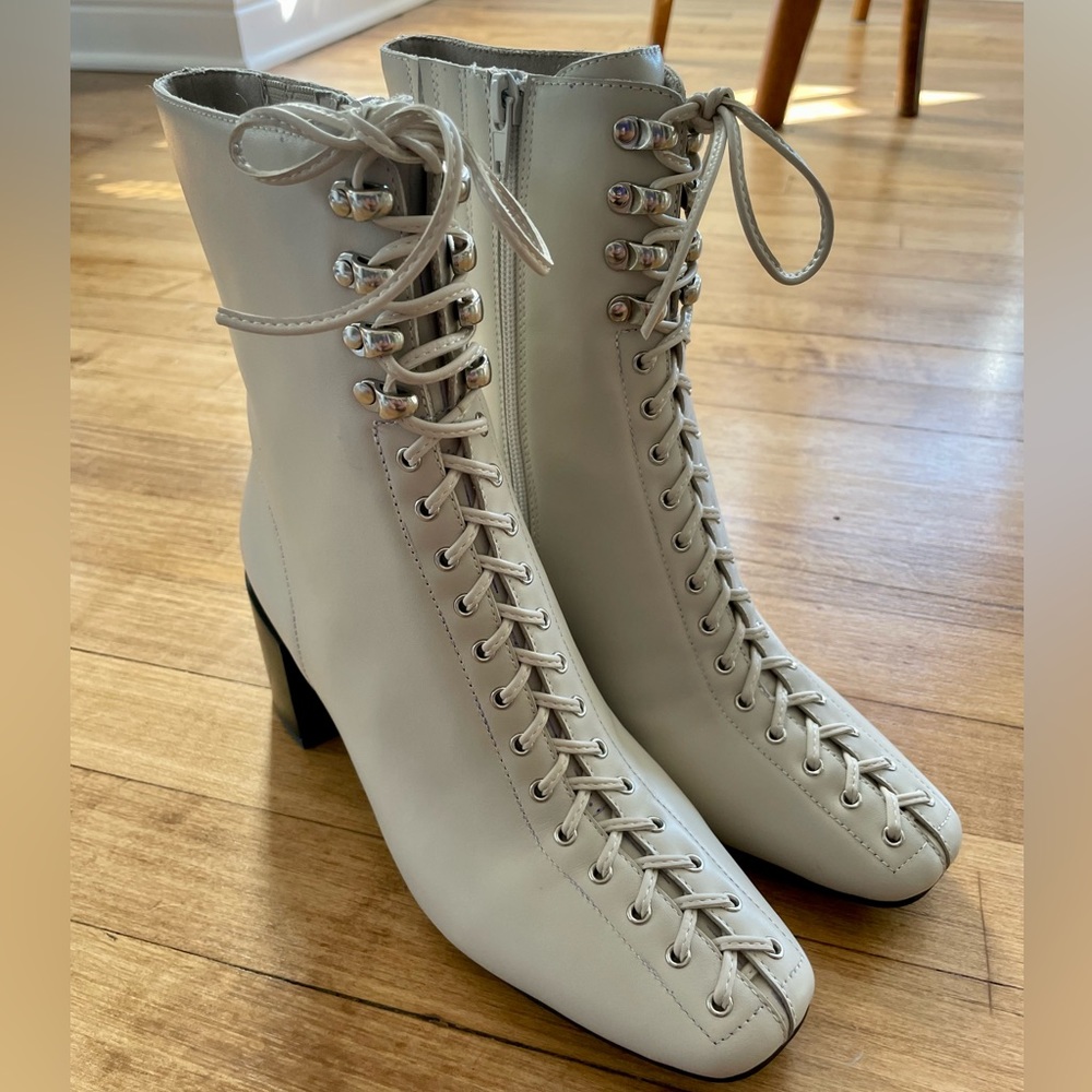 Jeffrey Campbell Belmondo-2 lace up boots in ICE. Never worn.